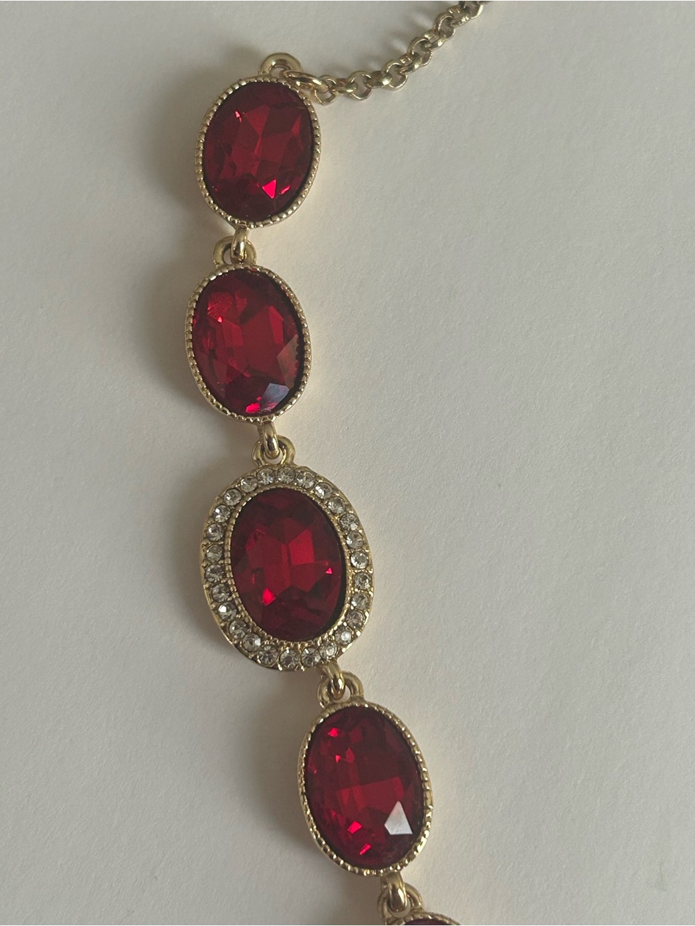 Vintage Monet Ruby Red Crystal Halo Necklace & Earring Set - Picture 5 of 15